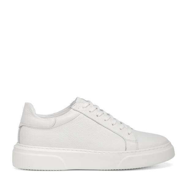 Beyaz Hakiki Deri Erkek Sneaker - E4MEAY057782-B69 - Tergan Four Season