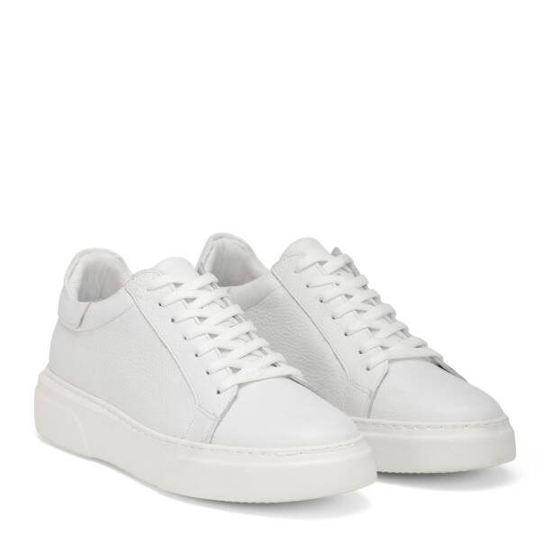 Beyaz Hakiki Deri Erkek Sneaker - E4MEAY057782-B69 - Tergan Four Season