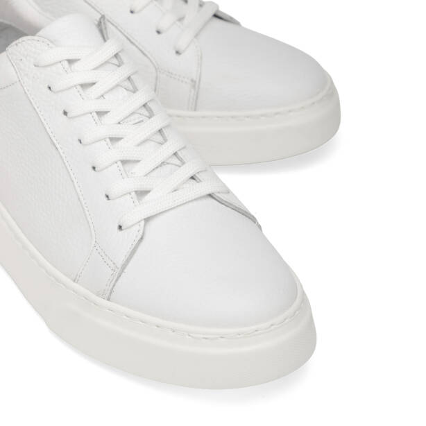 Beyaz Hakiki Deri Erkek Sneaker - E4MEAY057782-B69 - Tergan Four Season