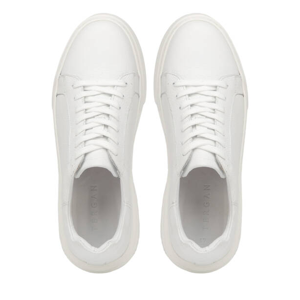 Beyaz Hakiki Deri Erkek Sneaker - E4MEAY057782-B69 - Tergan Four Season