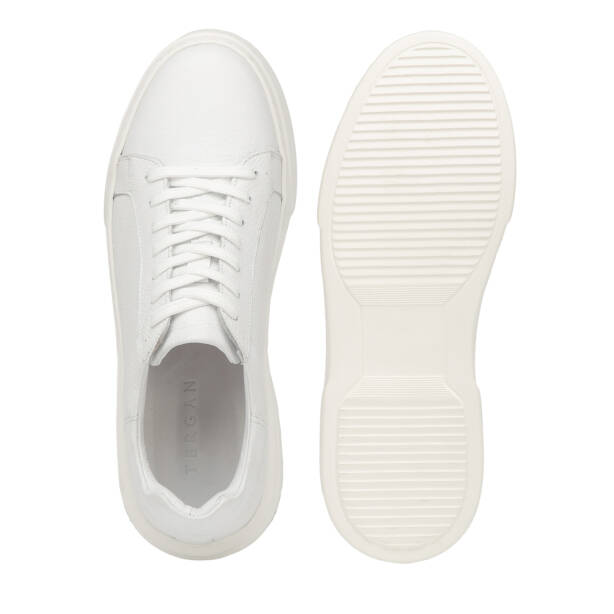 Beyaz Hakiki Deri Erkek Sneaker - E4MEAY057782-B69 - Tergan Four Season