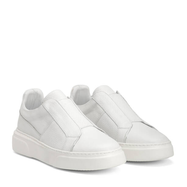 Beyaz Hakiki Deri Erkek Sneaker - E4MEAY057783-B69 - Tergan Four Season