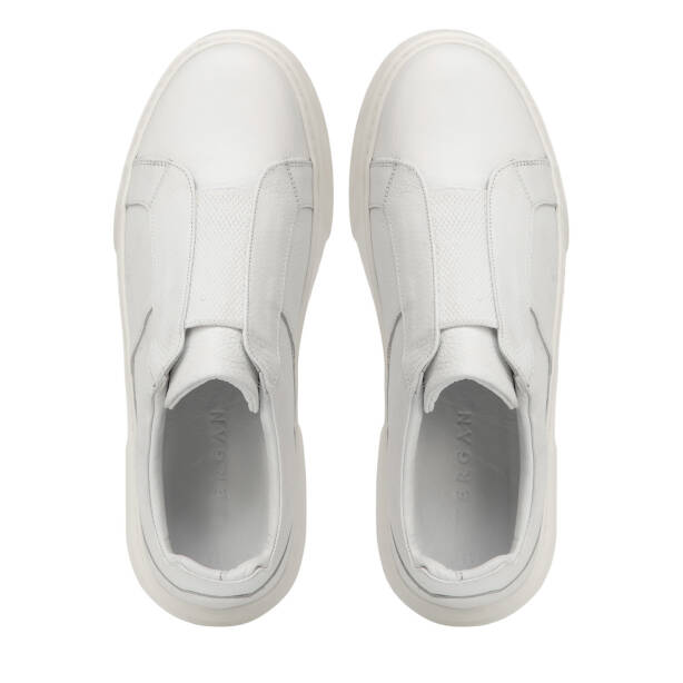 Beyaz Hakiki Deri Erkek Sneaker - E4MEAY057783-B69 - Tergan Four Season