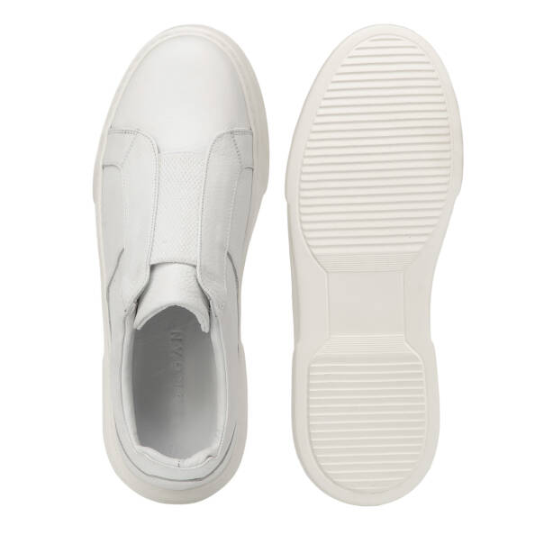 Beyaz Hakiki Deri Erkek Sneaker - E4MEAY057783-B69 - Tergan Four Season