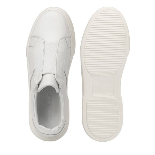 Beyaz Hakiki Deri Erkek Sneaker - E4MEAY057783-B69 - 6