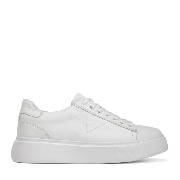 Beyaz Hakiki Deri Erkek Sneaker - E4MEAY057784-A26 - Tergan Four Season