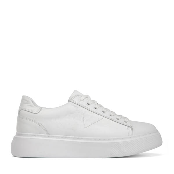 Beyaz Hakiki Deri Erkek Sneaker - E4MEAY057784-A26 - 1