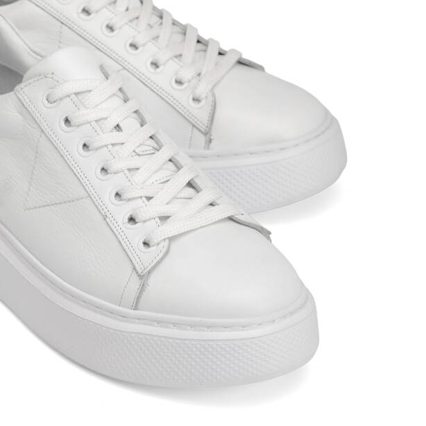Beyaz Hakiki Deri Erkek Sneaker - E4MEAY057784-A26 - Tergan Four Season