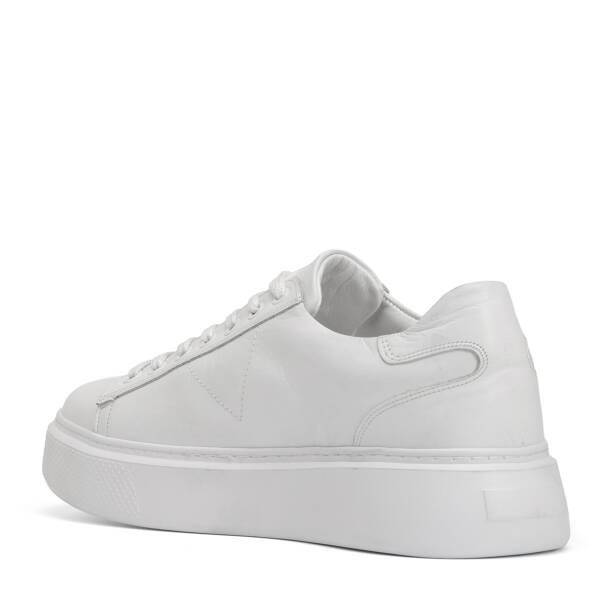 Beyaz Hakiki Deri Erkek Sneaker - E4MEAY057784-A26 - Tergan Four Season