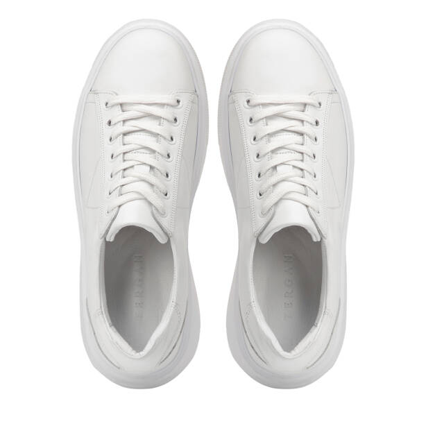 Beyaz Hakiki Deri Erkek Sneaker - E4MEAY057784-A26 - Tergan Four Season
