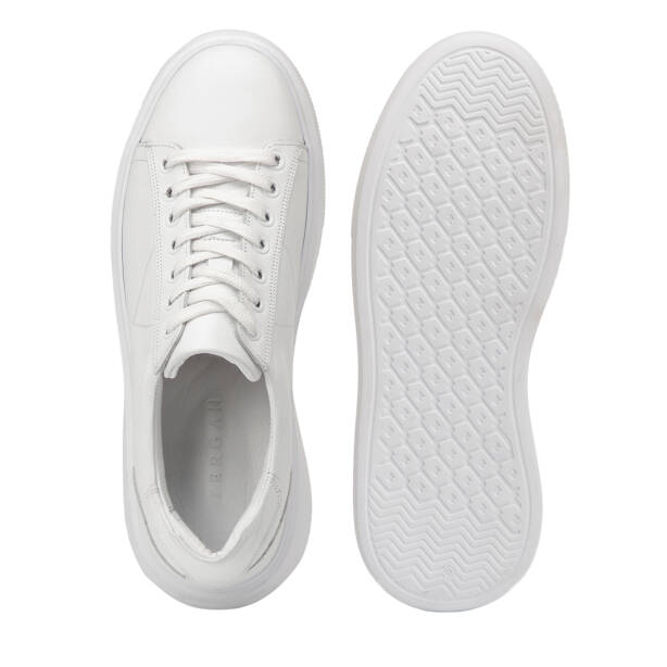 Beyaz Hakiki Deri Erkek Sneaker - E4MEAY057784-A26 - Tergan Four Season