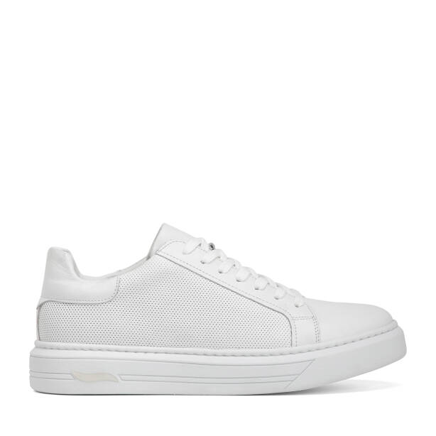 Beyaz Hakiki Deri Erkek Sneaker - E4MEAY057785-A26 - Tergan Four Season