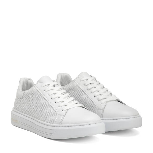 Beyaz Hakiki Deri Erkek Sneaker - E4MEAY057785-A26 - 2