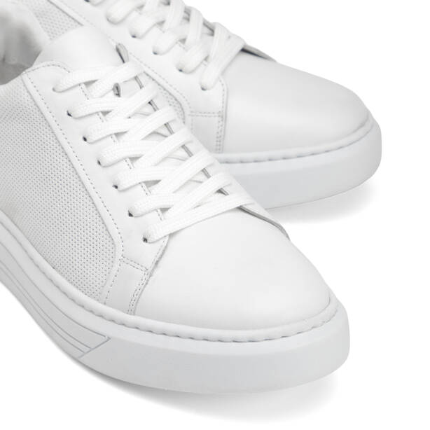 Beyaz Hakiki Deri Erkek Sneaker - E4MEAY057785-A26 - Tergan Four Season