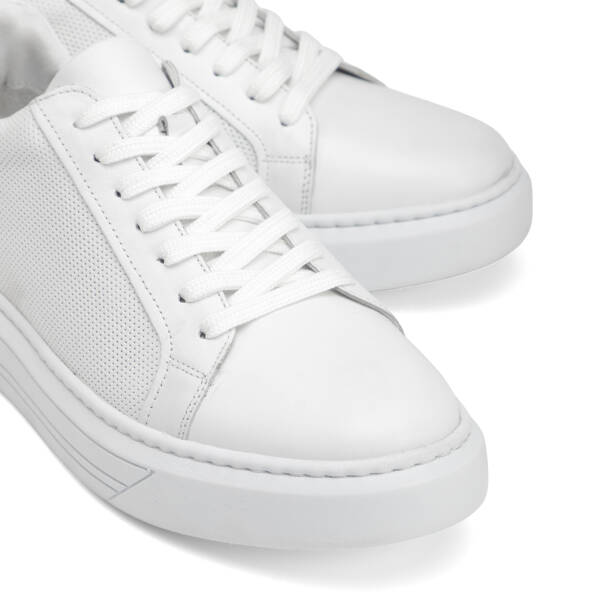 Beyaz Hakiki Deri Erkek Sneaker - E4MEAY057785-A26 - 3