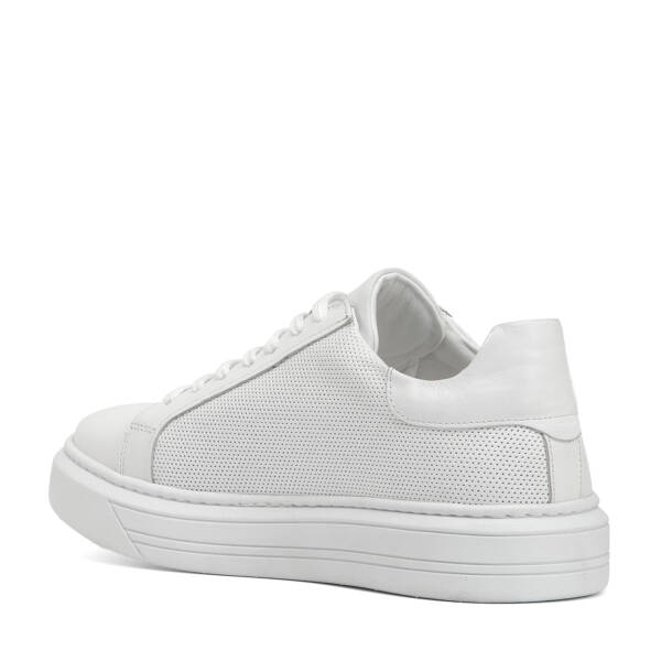 Beyaz Hakiki Deri Erkek Sneaker - E4MEAY057785-A26 - 4