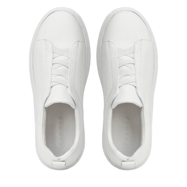 Beyaz Hakiki Deri Erkek Sneaker - E4MEAY057786-B69 - 5