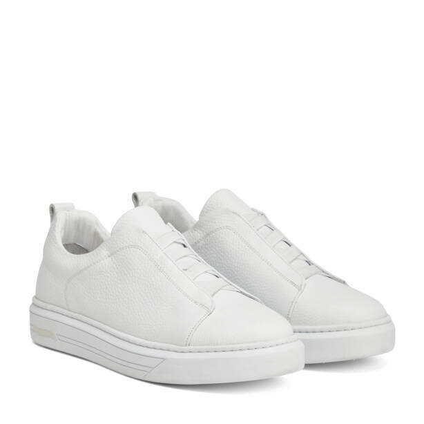 Beyaz Hakiki Deri Erkek Sneaker - E4MEAY057786-B69 - Tergan Four Season