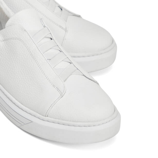 Beyaz Hakiki Deri Erkek Sneaker - E4MEAY057786-B69 - Tergan Four Season