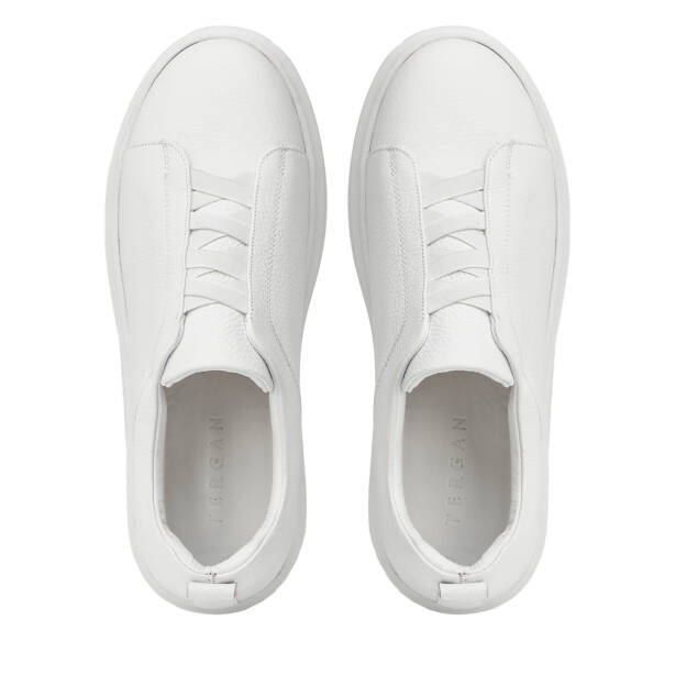 Beyaz Hakiki Deri Erkek Sneaker - E4MEAY057786-B69 - Tergan Four Season