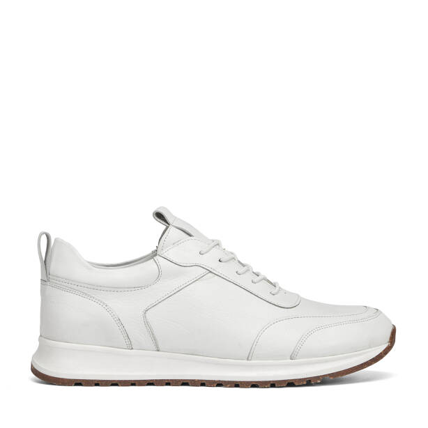 Beyaz Hakiki Deri Erkek Sneaker - E4MEAY057787-A26 - Tergan Four Season