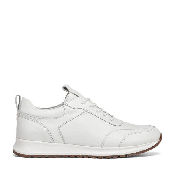Beyaz Hakiki Deri Erkek Sneaker - E4MEAY057787-A26 - 1