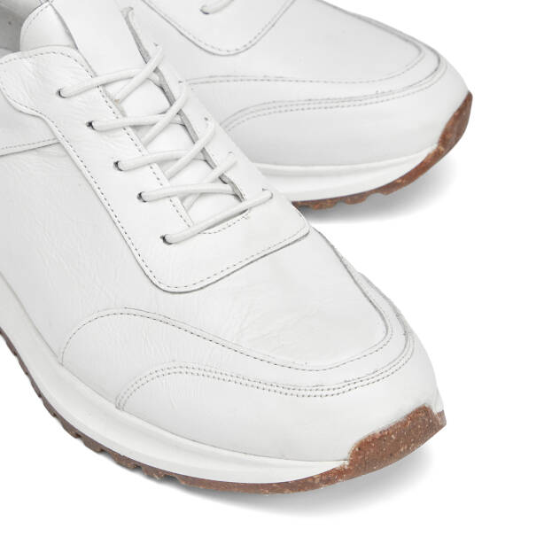 Beyaz Hakiki Deri Erkek Sneaker - E4MEAY057787-A26 - Tergan Four Season