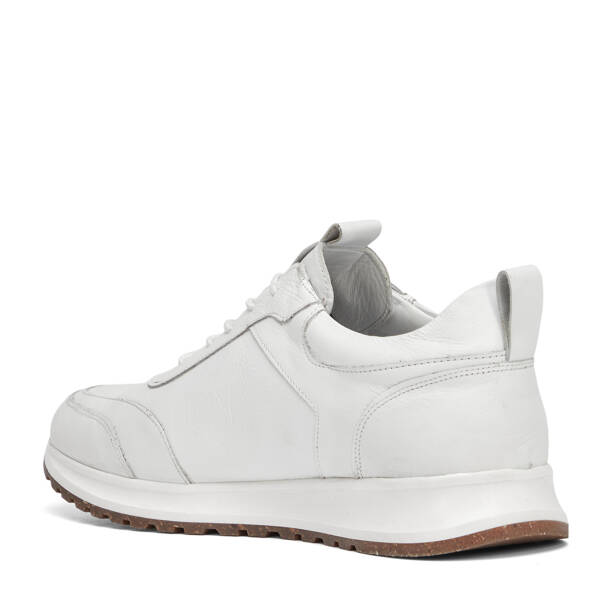 Beyaz Hakiki Deri Erkek Sneaker - E4MEAY057787-A26 - Tergan Four Season