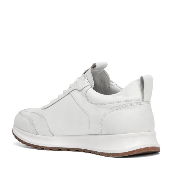 Beyaz Hakiki Deri Erkek Sneaker - E4MEAY057787-A26 - 4