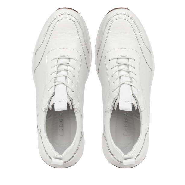 Beyaz Hakiki Deri Erkek Sneaker - E4MEAY057787-A26 - Tergan Four Season