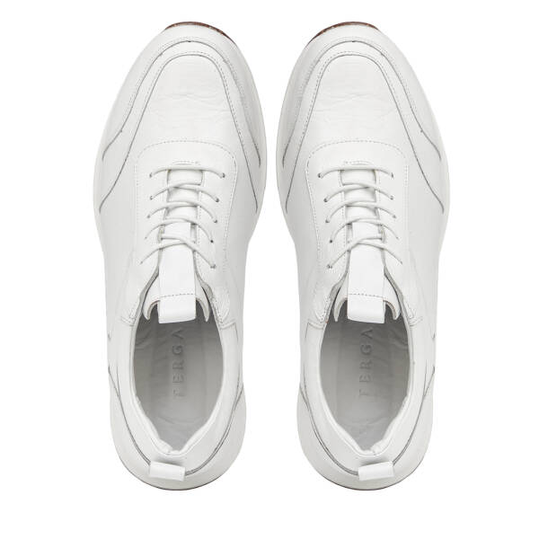 Beyaz Hakiki Deri Erkek Sneaker - E4MEAY057787-A26 - 5