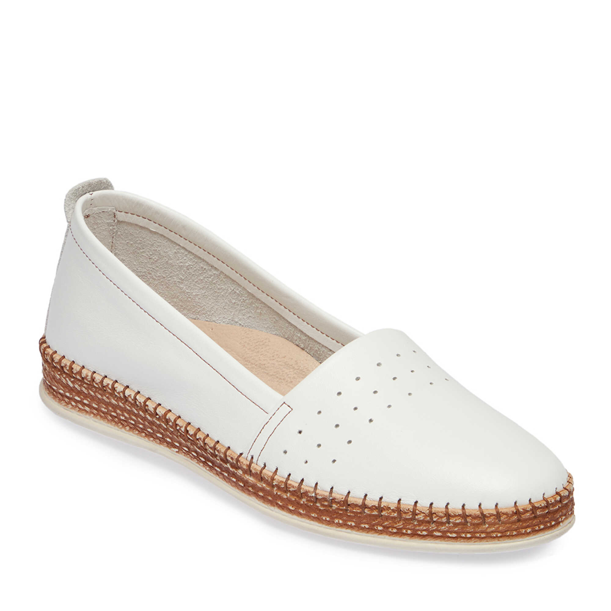 Beyaz Hakiki Deri Kadın Espadril - K26I1AY68521-A26