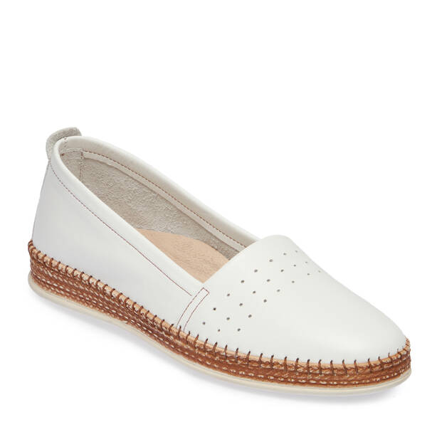 Beyaz Hakiki Deri Kadın Espadril - K26I1AY68521-A26 