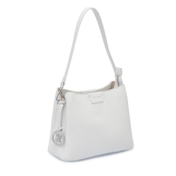 Beyaz Hakiki Deri Kadın Omuz Çantası - S26Y1BC80172-B69 - 2