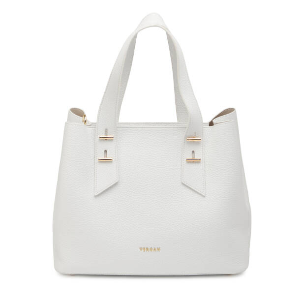 Beyaz Hakiki Deri Kadın Omuz Çantası - S26Y1BC80485-B69 