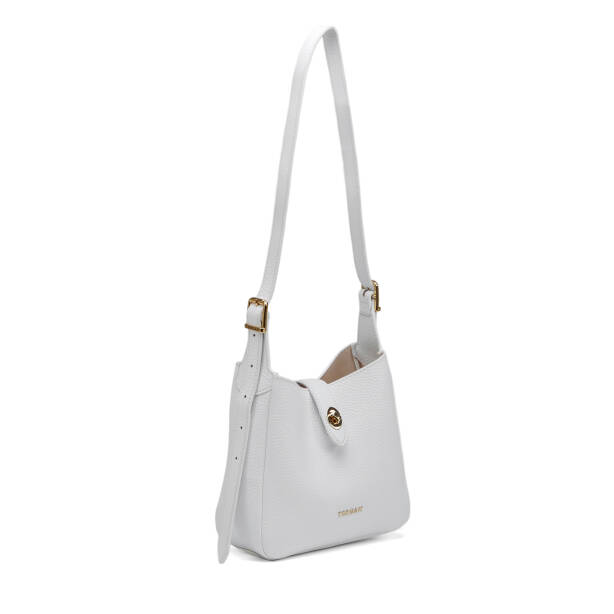 Beyaz Hakiki Deri Kadın Omuz Çantası - S26Y1BC80527-B69 - 2