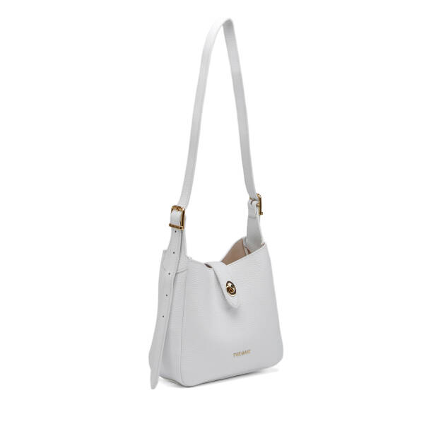 Beyaz Hakiki Deri Kadın Omuz Çantası - S26Y1BC80527-B69 - 2