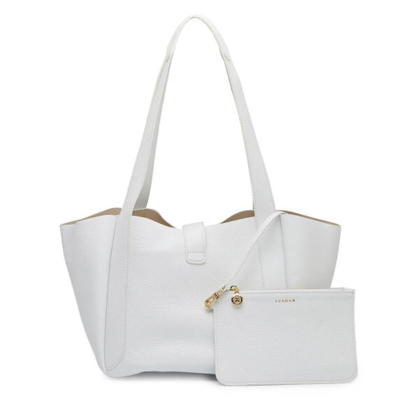 Beyaz Hakiki Deri Kadın Omuz Çantası - S26Y1BC80528-B69 - 3