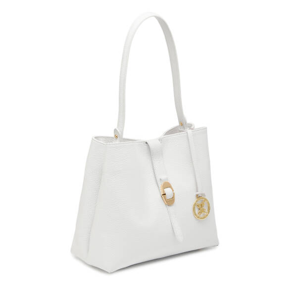 Beyaz Hakiki Deri Kadın Omuz Çantası - S26Y1BC80532-B69 - 2