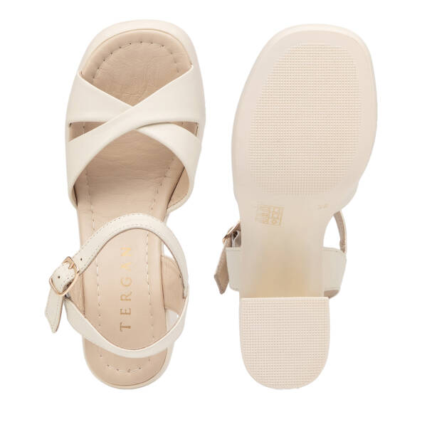 Beyaz Hakiki Deri Kadın Sandalet - K25Y1SN67871-A26 - 6