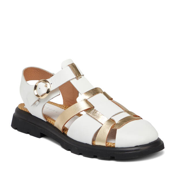 Beyaz Hakiki Deri Kadın Sandalet - K25Y1SN67958-A26 - 2