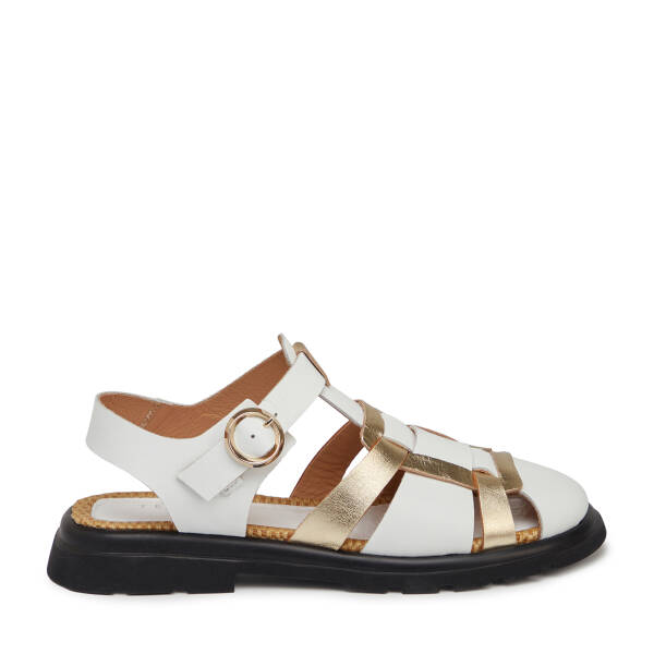 Beyaz Hakiki Deri Kadın Sandalet - K25Y1SN67958-A26 - 1