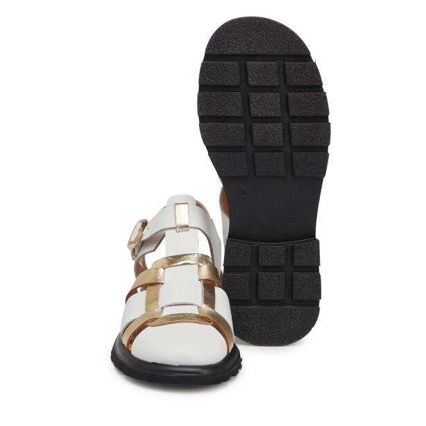 Beyaz Hakiki Deri Kadın Sandalet - K25Y1SN67958-A26 - 4