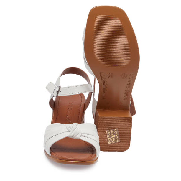 Beyaz Hakiki Deri Kadın Sandalet - K26Y1SN68369-A26 - 4