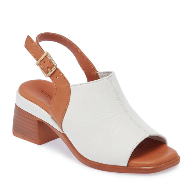 Beyaz Hakiki Deri Kadın Sandalet - K26Y1SN68537-A26 