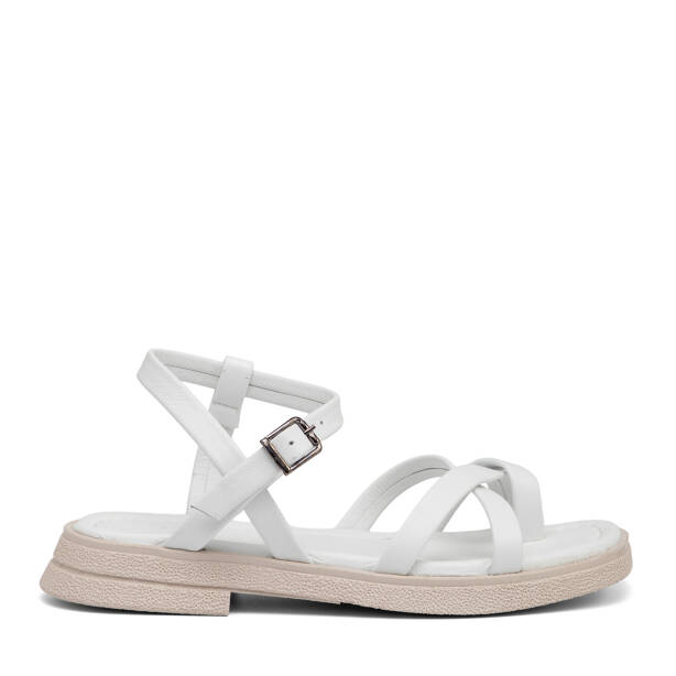 Beyaz Hakiki Deri Kadın Sandalet - K26Y1SN68671-A26 - 1