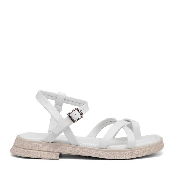 Beyaz Hakiki Deri Kadın Sandalet - K26Y1SN68671-A26 - 1