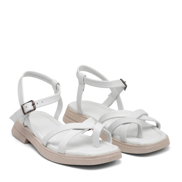 Beyaz Hakiki Deri Kadın Sandalet - K26Y1SN68671-A26 - 2