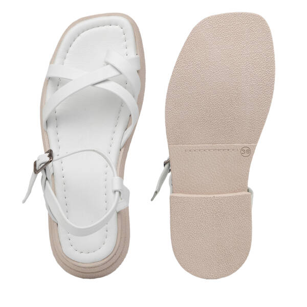 Beyaz Hakiki Deri Kadın Sandalet - K26Y1SN68671-A26 - 6