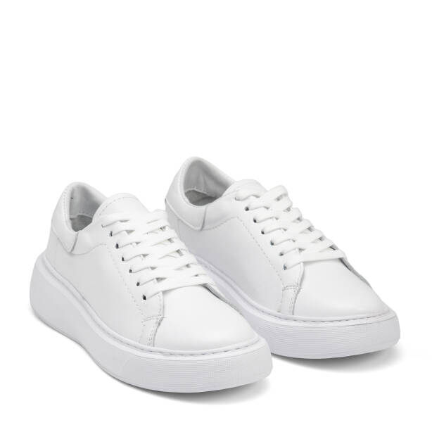 Beyaz Hakiki Deri Kadın Sneaker - K26I1AY68467-A26 - Tergan